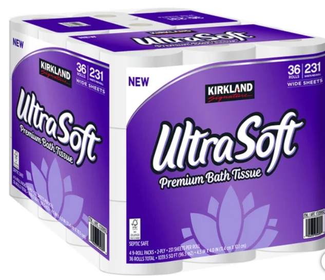Kirkland Signature Ultra Soft Bath Tissue, 2-Ply, 231 Sheets, 36 Rolls
