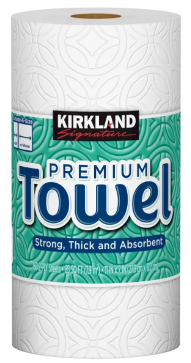 Kirkland Signature Paper Towels, 2-Ply, 160 Sheets, 12 Individually Wrapped Rolls