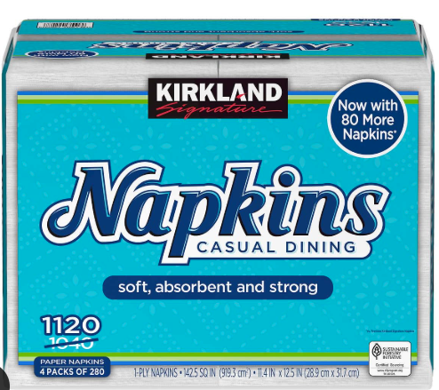 Kirkland Signature Napkins, 1-Ply, 280-count, 4-pack