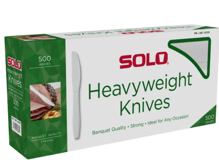Solo Heavyweight Plastic Knife, White, 500-count