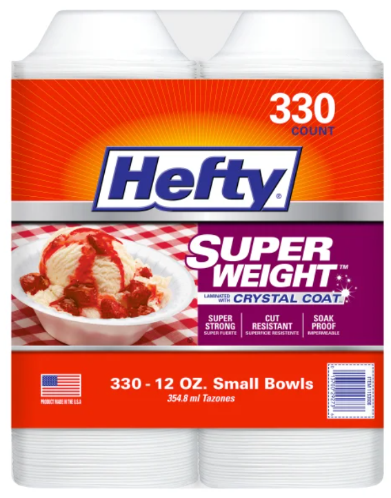 Hefty Super Weight 12 oz Foam Bowl, 330-count