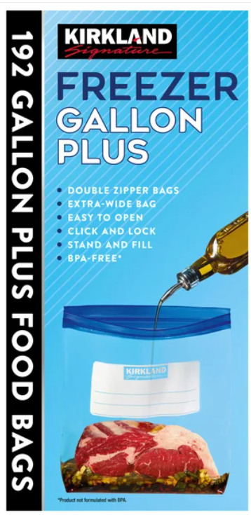Kirkland Signature Seal Top Freezer Bags, Gallon Plus, 192-count