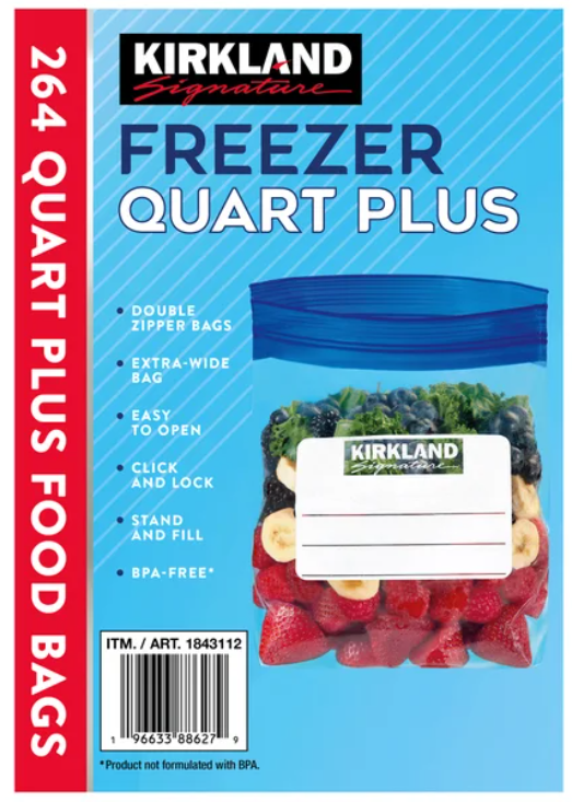 Kirkland Signature Seal Top Freezer Bags, Quart Plus, 264-count