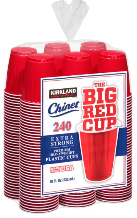 Kirkland Signature Chinet 18 oz Plastic Cup, Red, 240-count