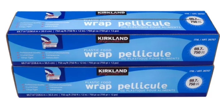 Kirkland Signature Plastic Food Wrap, 12 in x 750 ft, 2-count