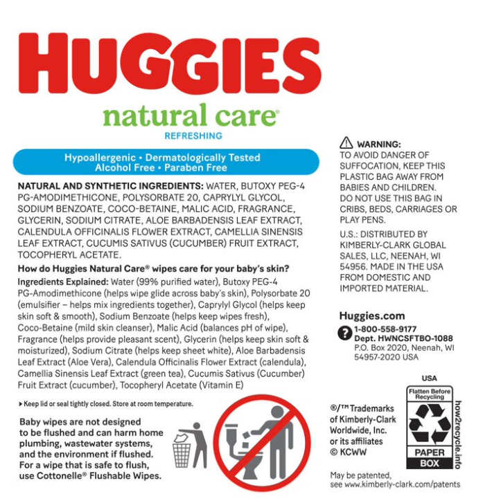 Huggies Natural Care Baby Wipes, Cucumber and Green Tea, 17 pk., 1088 Wipes