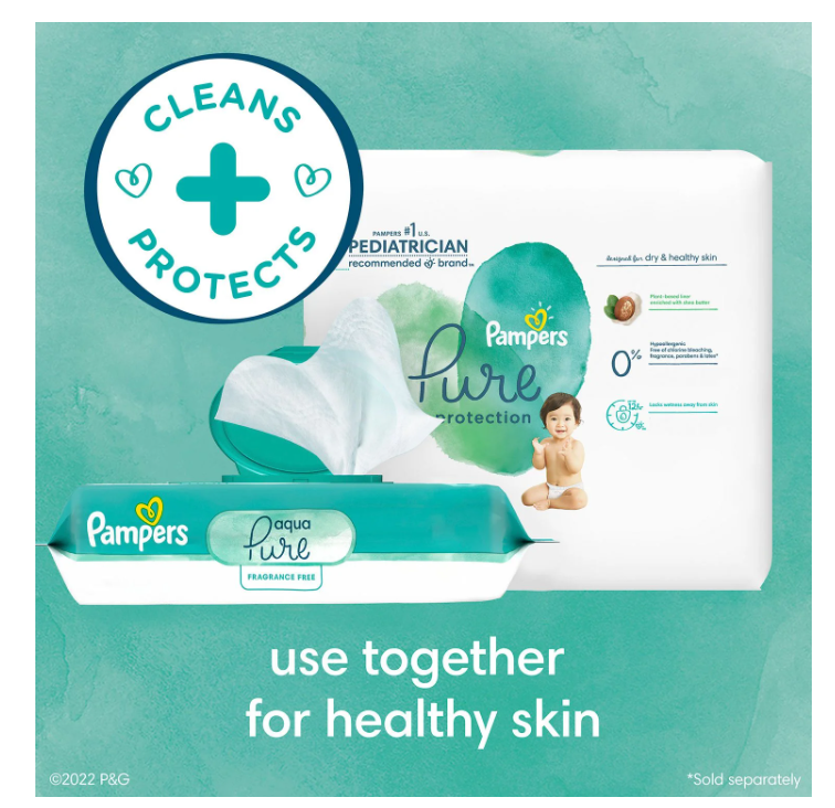 Pampers Aqua Pure Baby Wipes, Fragrance Free, 13 pk., 728 Wipes