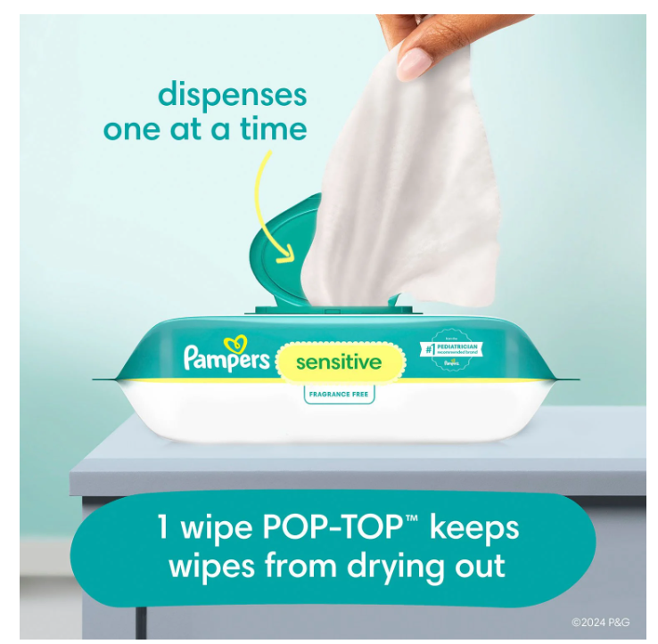 Pampers Sensitive Baby Wipes, Fragrance Free, 16 pks., 896 wipes