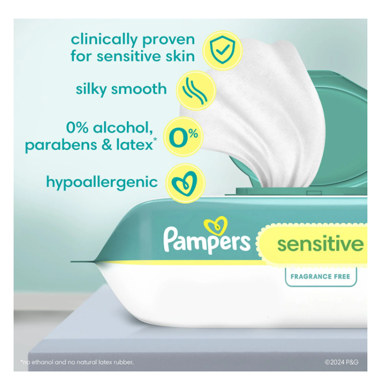 Pampers Sensitive Baby Wipes, Fragrance Free, 16 pks., 896 wipes