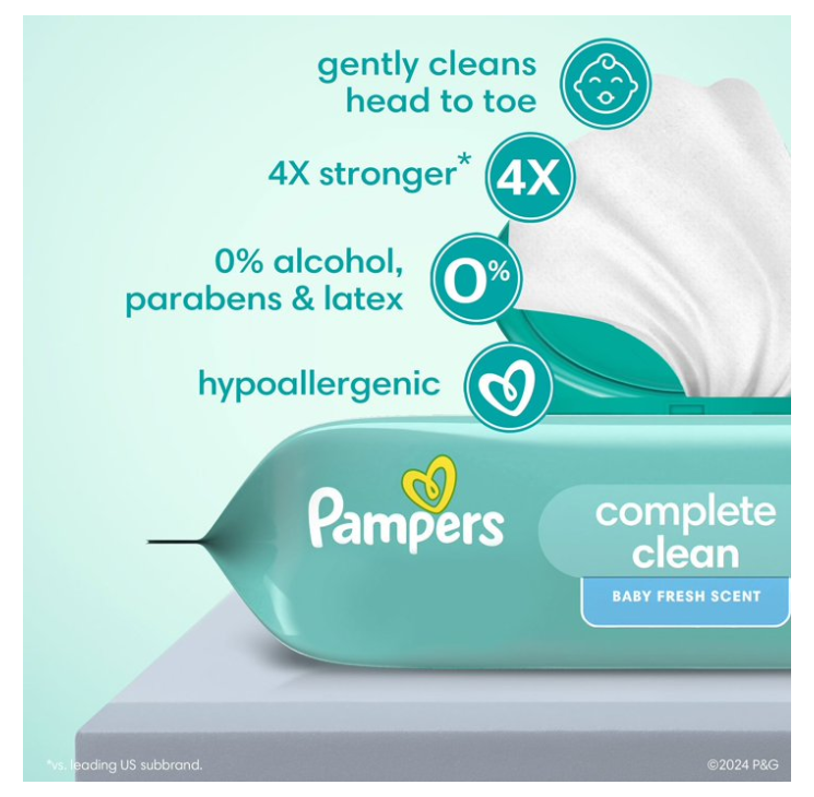 Pampers, Complete Clean Baby Wipes, Baby Fresh Scent, 15 pk., 1200 Wipes