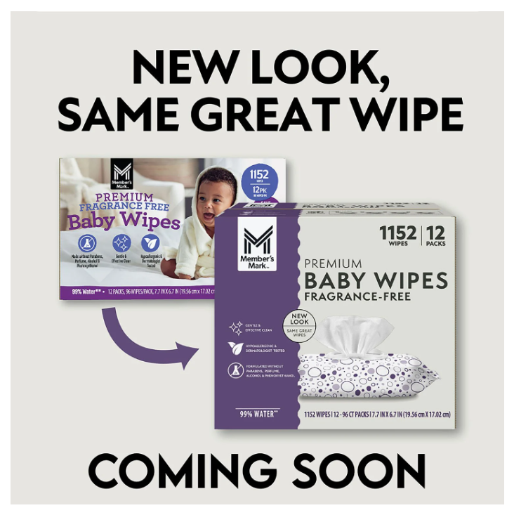 Member's Mark Premium Baby Wipes, Fragrance Free, 12 pk., 1152 Wipes