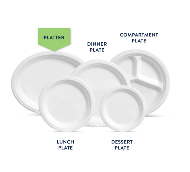 Chinet Classic Platter Paper Plate, 12.63" x 10", 100 ct.