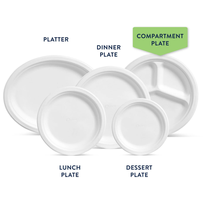 Chinet Classic Compartment Paper Plate, 10.38", 165 ct.