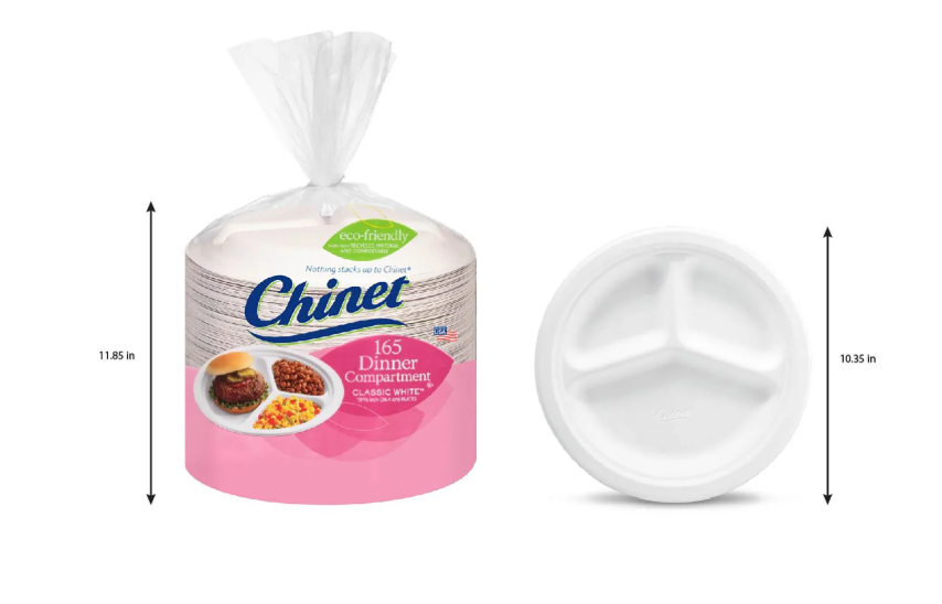 Chinet Classic Compartment Paper Plate, 10.38", 165 ct.