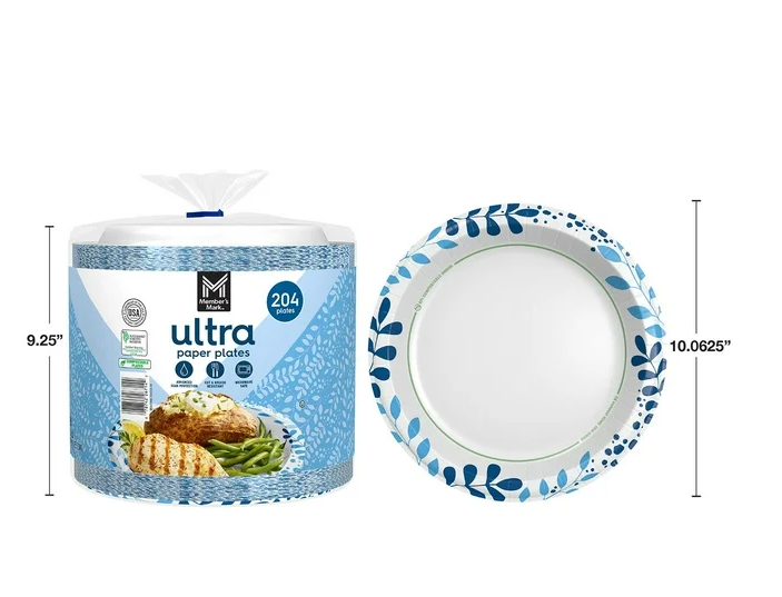 Member's Mark Ultra Dinner Paper Plates, 10", 204 ct.