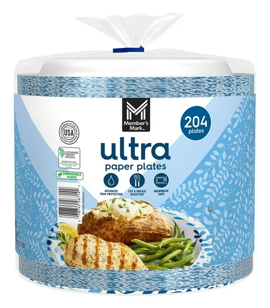 Member's Mark Ultra Dinner Paper Plates, 10", 204 ct.