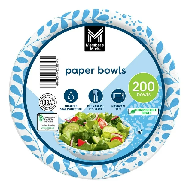 Member's Mark Snack/Dip Paper Bowls, 12 oz., 200 ct.