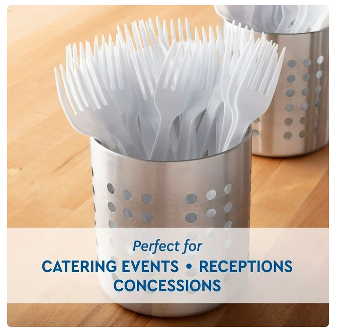 Member's Mark White Plastic Forks, Heavyweight 600 ct.