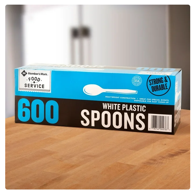 Member's Mark Heavyweight White Plastic Spoons, 600 ct.