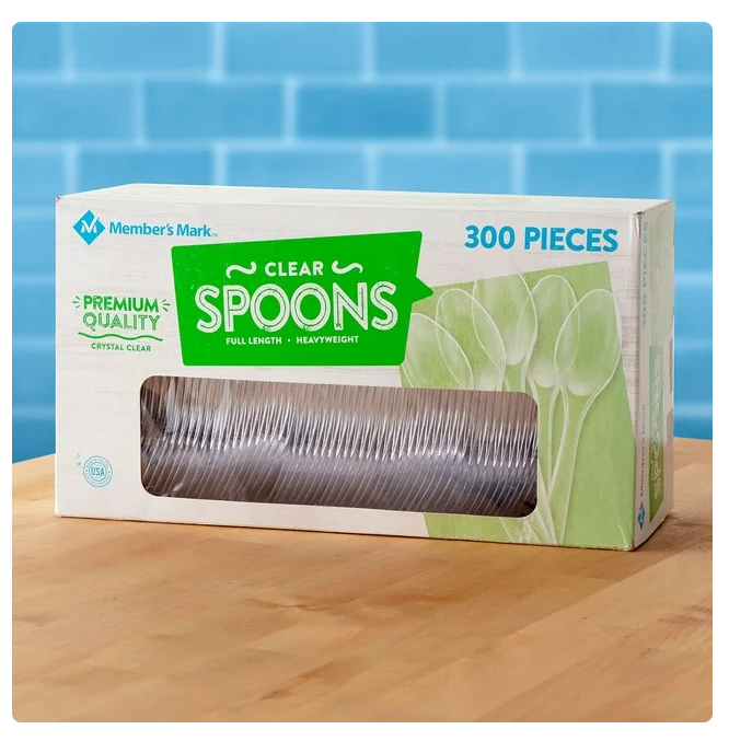 Member's Mark Clear Plastic Spoons, Heavyweight 300 ct.