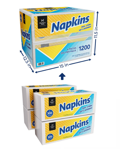 Member's Mark Everyday 1-Ply White Napkins 4 pks., 300 napkins/pk.