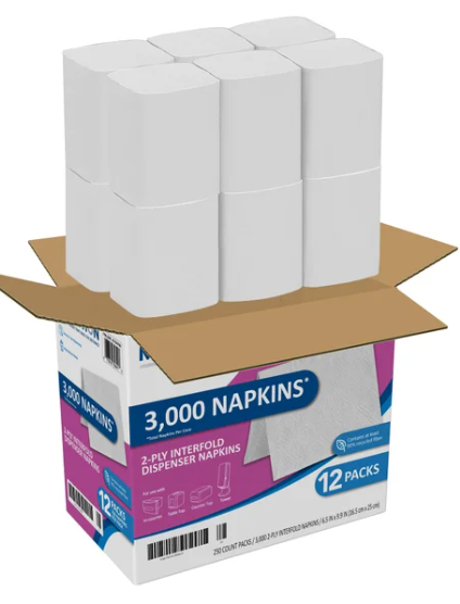 Marathon Interfold Dispenser Napkins, 2-ply, 250-count, 12-packs