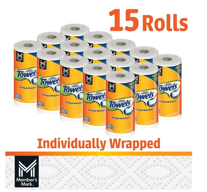 Member's Mark Select & Tear 2-Ply Paper Towel 15 rolls, 150 sheets/roll