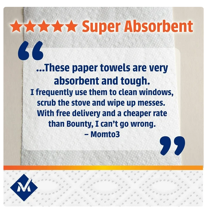 Member's Mark Full Sheet 2-Ply Paper Towel 15 rolls, 101 sheets/roll