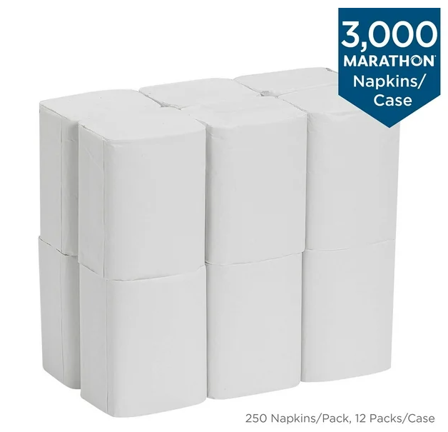 Marathon Interfold 1-Ply White Dispenser Napkins 12 pks., 250 napkins/pk.
