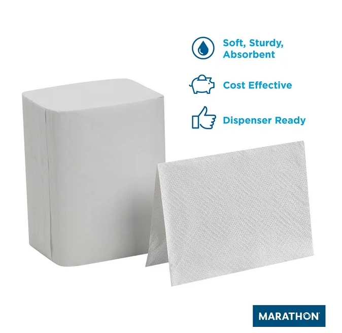 Marathon Interfold 1-Ply White Dispenser Napkins 12 pks., 250 napkins/pk.