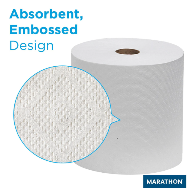 Marathon Hardwound Roll 1-Ply White Paper Towels 6 rolls, 700 ft./roll