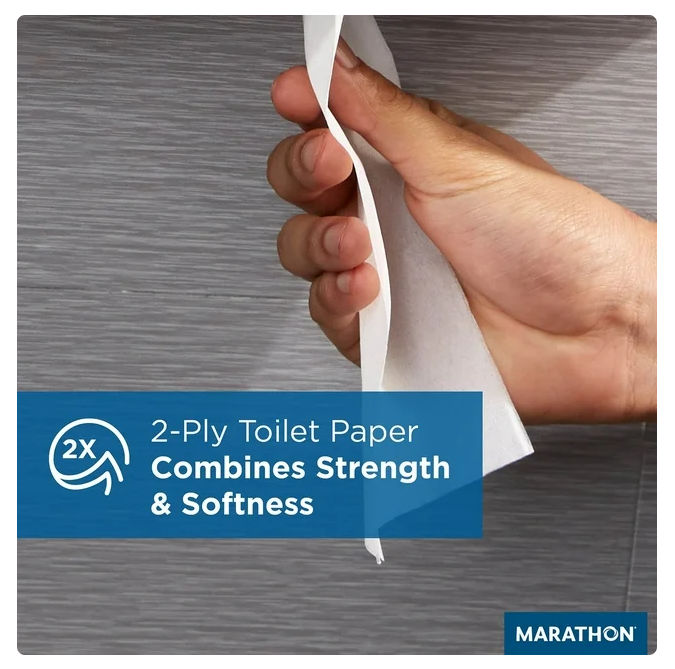 Marathon Jumbo Roll 2-Ply White Toilet Paper 6 rolls, 1000 ft./roll