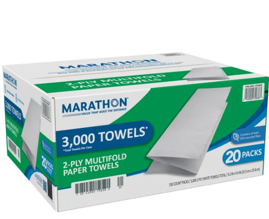 Marathon Paper Towels , Premium Multifold, 150 Towels, 20-count