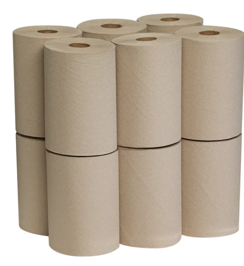 Marathon 100% Recycled Paper Towel, Brown, 1-Ply, 350 ft Rolls, 12-count