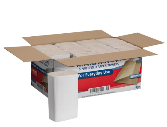 Marathon Paper Towel, Brown, Singlefold, 1-Ply, 250-count, 16-pack