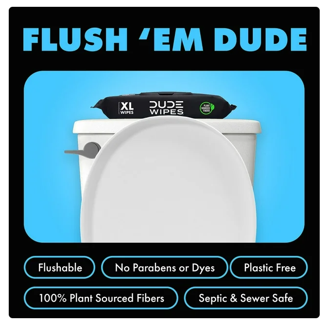 DUDE WIPES XL Flushable Wipes, Fragrance Free, 8 ct., 400 wipes