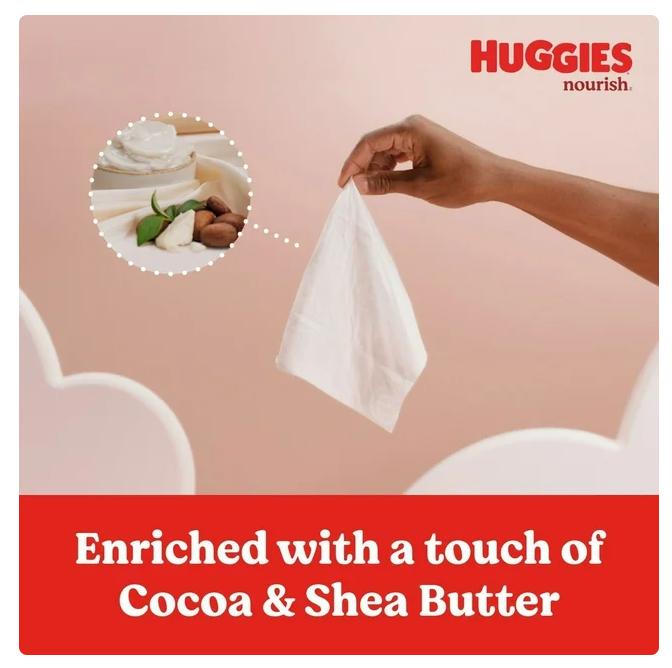 Huggies Nourish Baby Wipes, Cocoa & Shea Butter, 10 pk., 640 Wipes