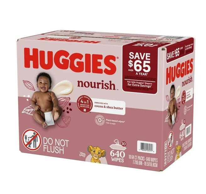 Huggies Nourish Baby Wipes, Cocoa & Shea Butter, 10 pk., 640 Wipes