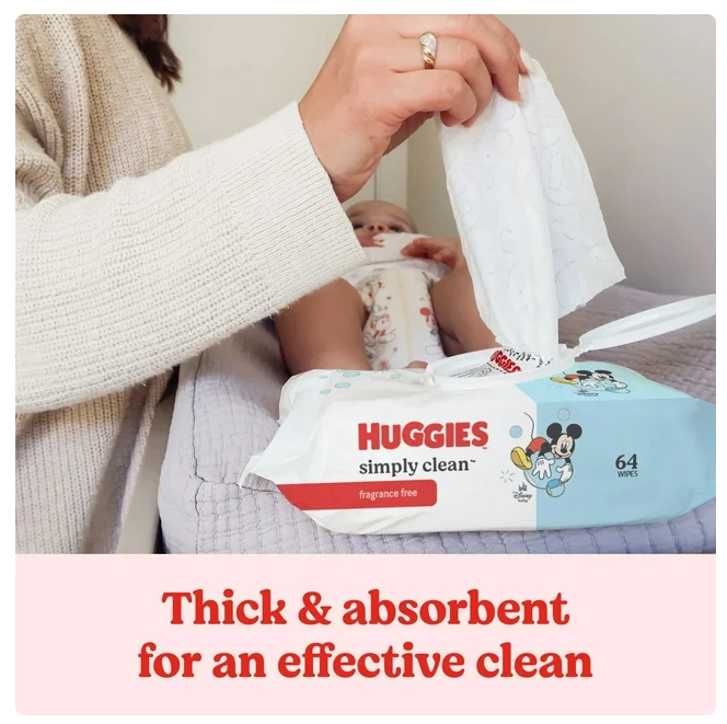 Huggies Simply Clean Unscented Baby Wipes, 18 pk., 1152 Wipes