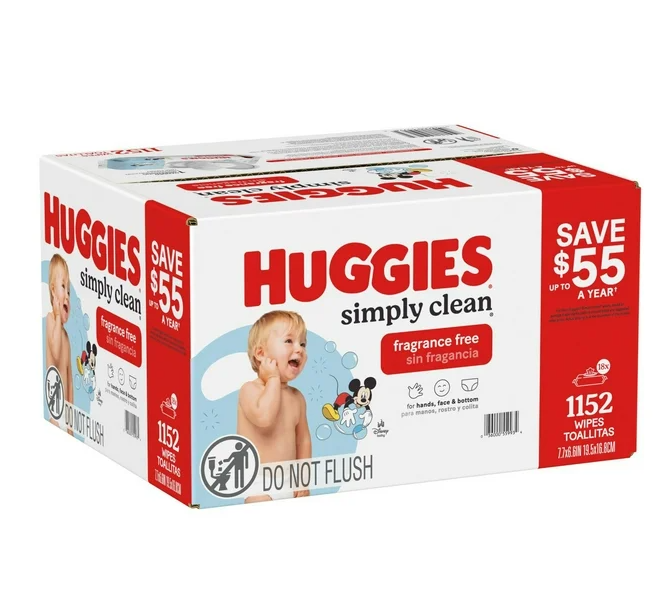 Huggies Simply Clean Unscented Baby Wipes, 18 pk., 1152 Wipes