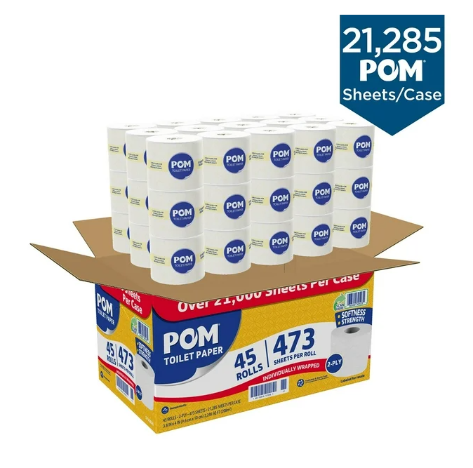 POM 2-Ply Toilet Paper 45 rolls, 473 sheets/roll