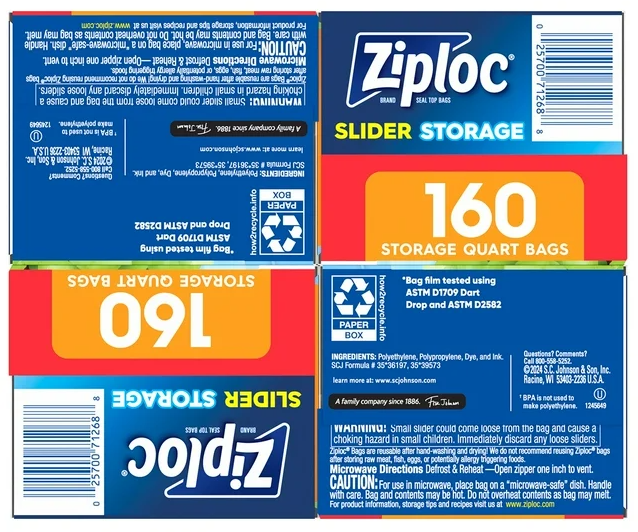 Ziploc Slider Quart Storage Bags, 160 ct.
