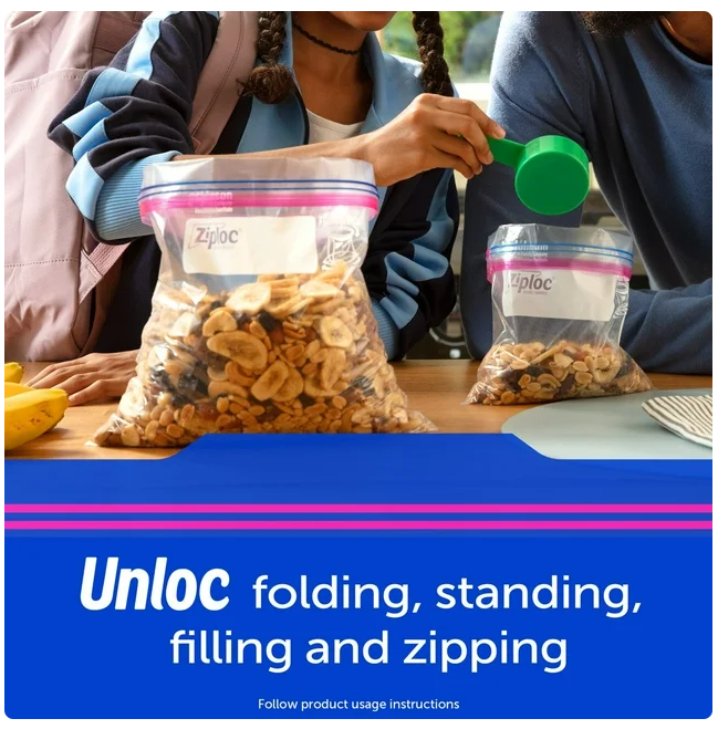 Ziploc Storage Quart Bags with New Stay Open Design, 216 ct.