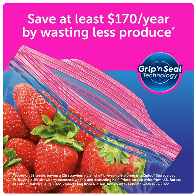Ziploc Storage Quart Bags with New Stay Open Design, 216 ct.