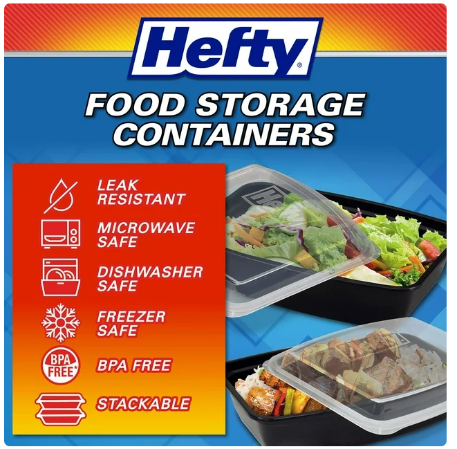 Hefty Food Storage Containers with Lids, 28 oz., 60 pc.