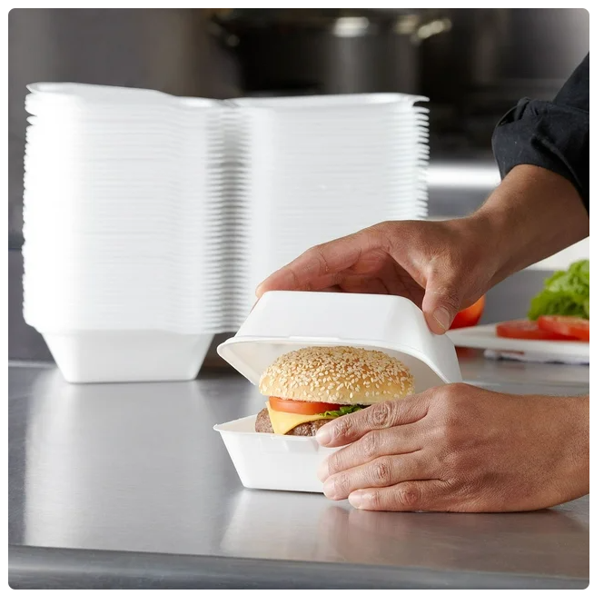 Hefty Supreme Large Sandwich Foam Hinged Lid Containers, 6" 300 ct.