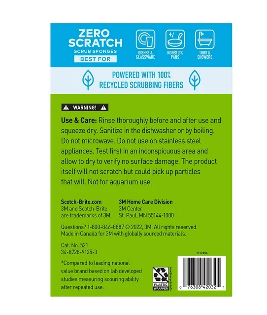 Scotch-Brite Zero Scratch Scrub Sponges, Individually Wrapped 24 ct.