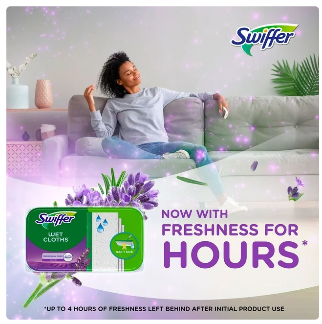 Swiffer Sweeper Wet Mopping Cloth Refills, Lavender, 64 ct.