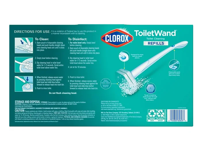 Clorox ToiletWand Toilet Cleaning Kit, Rainforest Rush, 1 ToiletWand Handle + 36 Refills