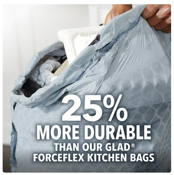 Glad ForceFlex Tall Kitchen Trash Bags With Clorox, Lemon Fresh Bleach Scent 13 gal., 120 ct.
